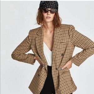 New- Zara- Double Breasted Checked Blazer